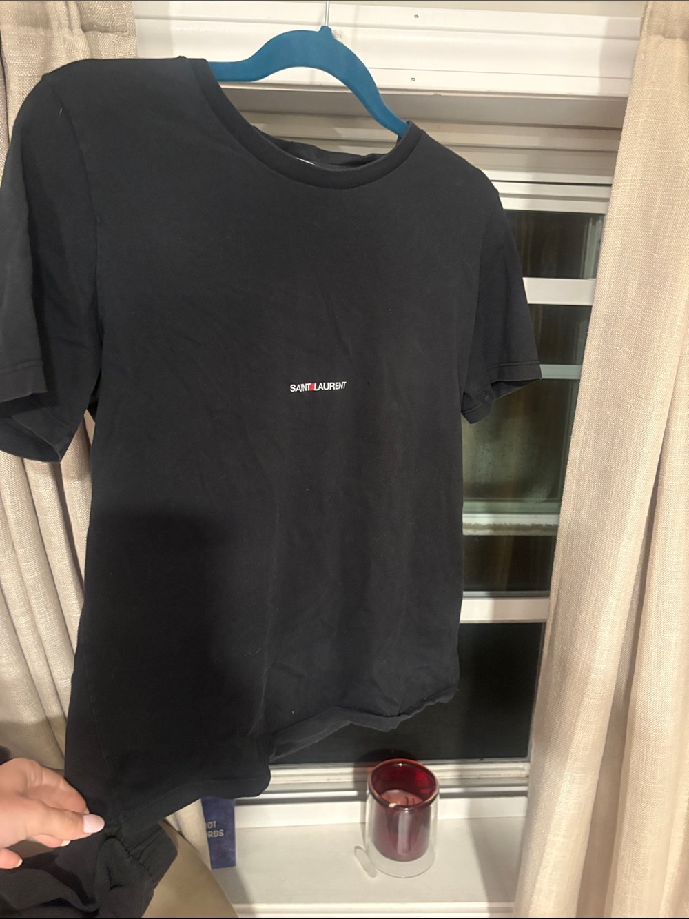 Saint Laurent Black Crewneck T-Shirt with Center Logo